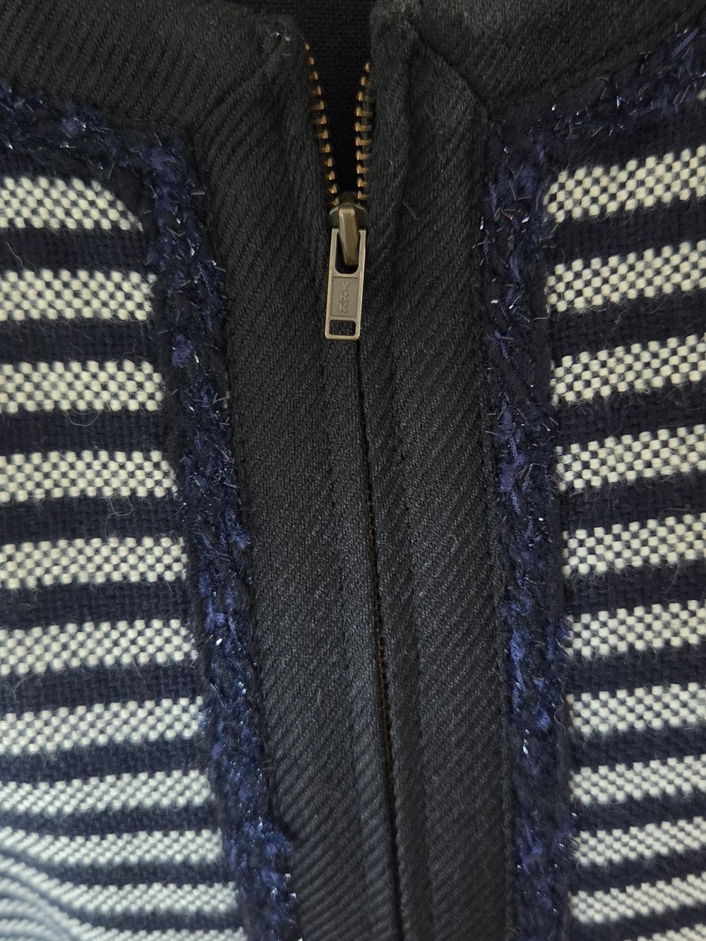 J. Crew Navy and Light Gray Striped Cropped Jacket - Picture 7 of 12